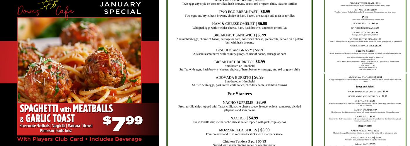 The Downs Café Menu