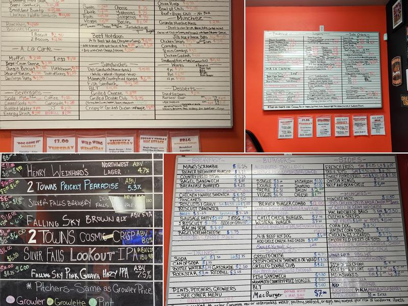 The Beaver Hut Dam Growlers Menu