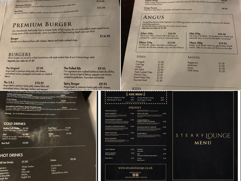 Steak & Lounge Restaurant Menu