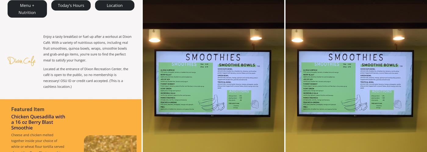 Dixon Cafe Menu