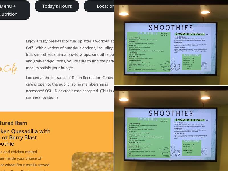 Dixon Cafe Menu