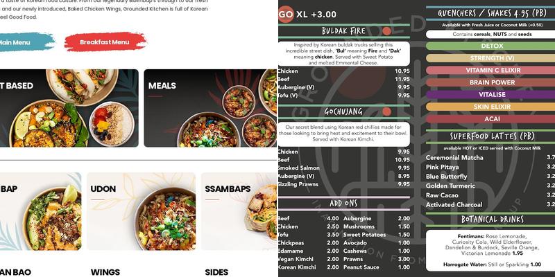 Grounded Kitchen Menu