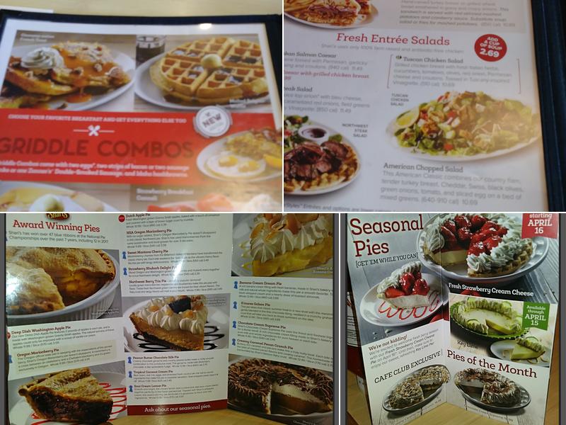 Shari's Cafe and Pies Menu