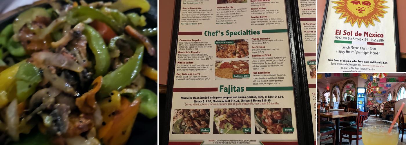 El Sol De Mexico Menu