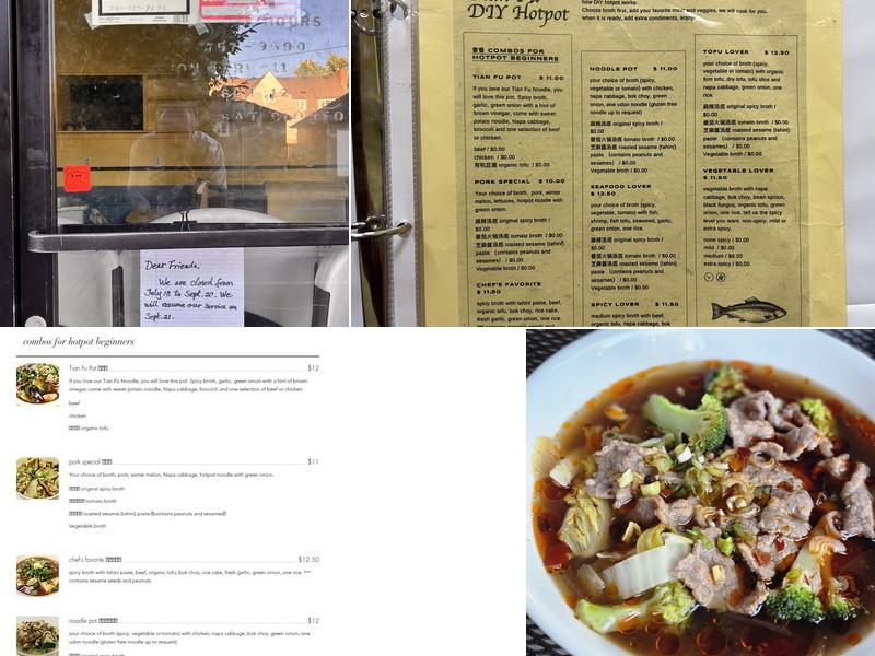 Tian Fu Noodle / DIY Hotpot Menu