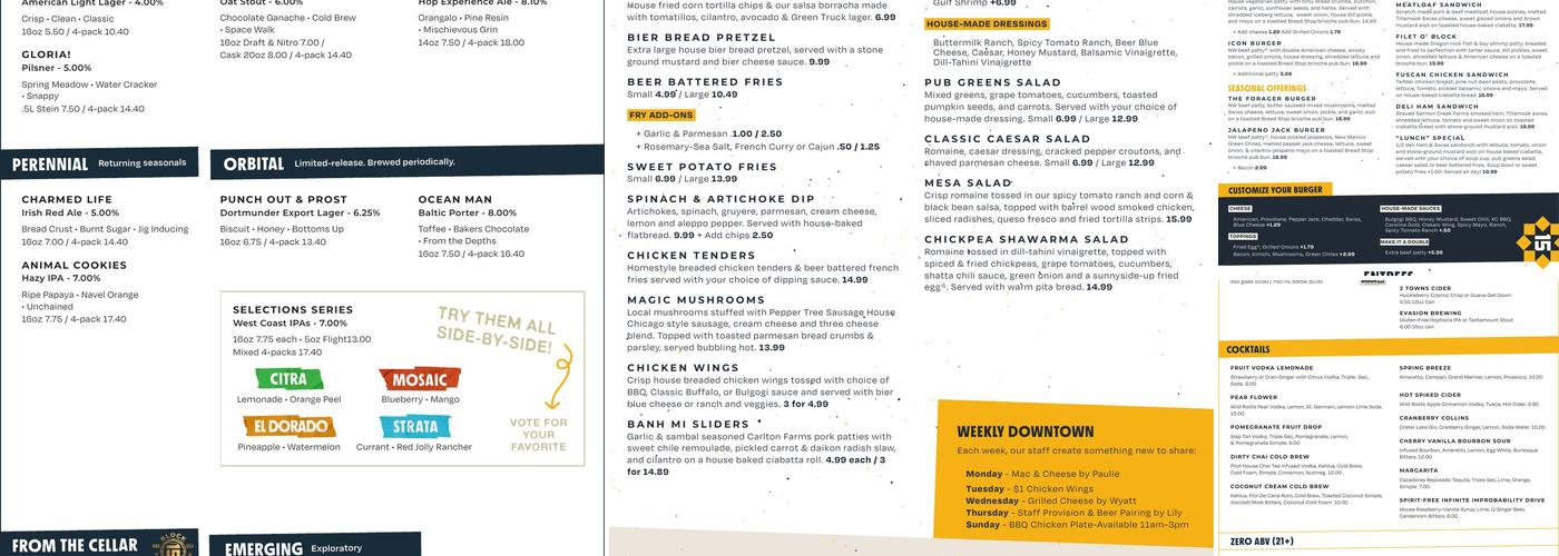 Block 15 Brewing Co. Menu