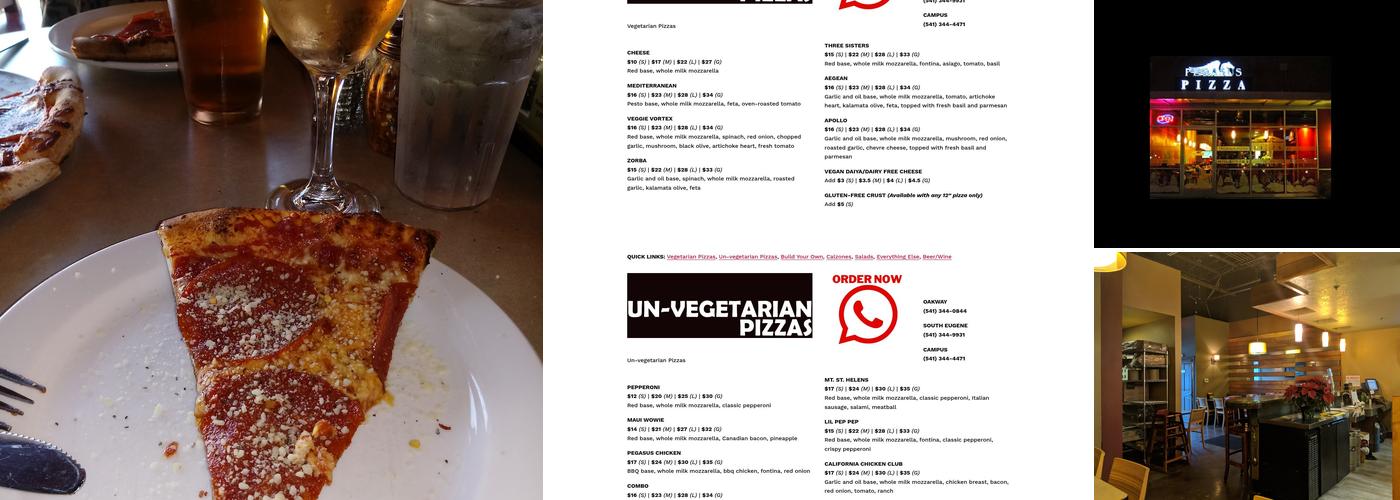 Pegasus Pizza - Willamette Street Menu