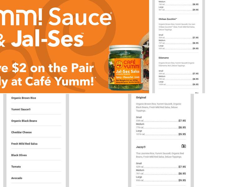 Cafe Yumm! | PeaceHealth at RiverBend Menu