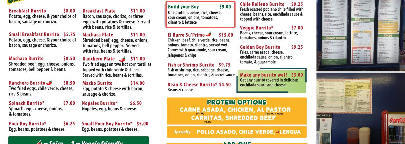 Burrito Boy Menu