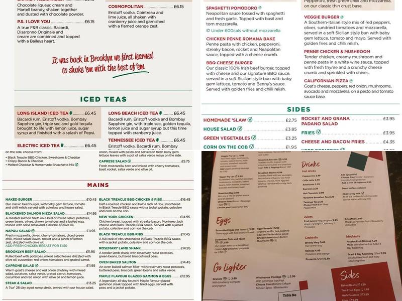 Frankie & Benny's Menu