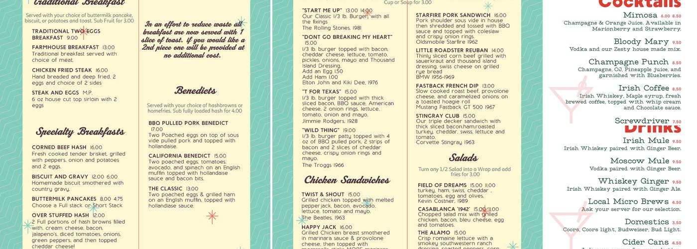 Flashback Grill Menu