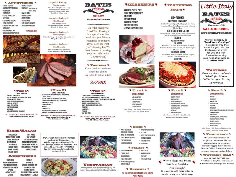 Bates Catering Menu