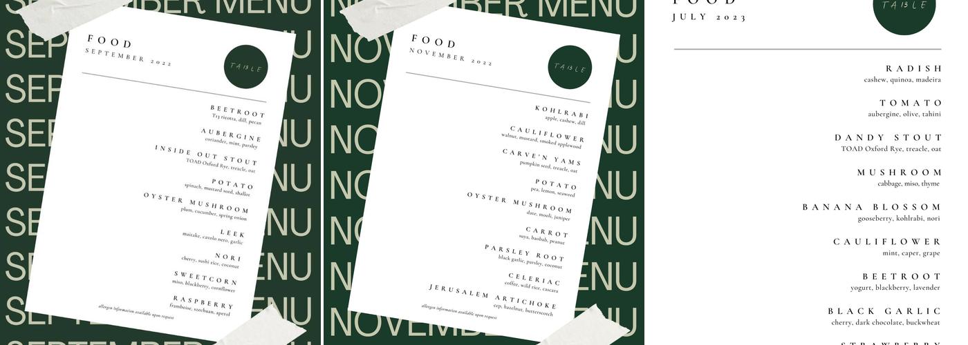Table 13 Menu
