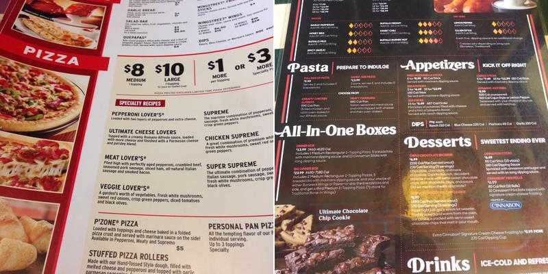Pizza Hut Menu