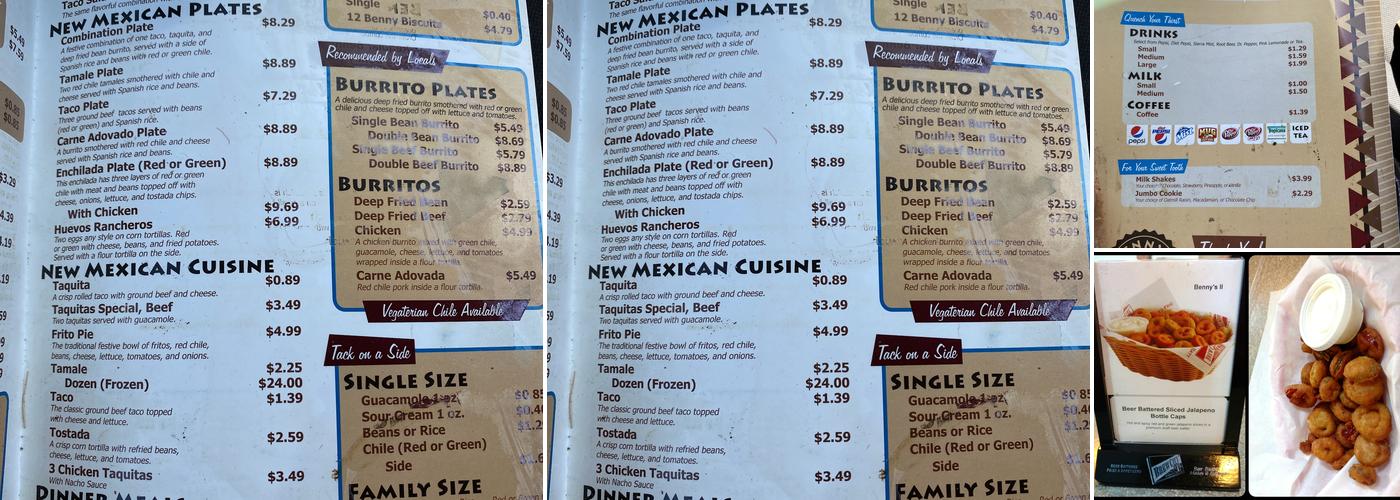 Benny's II Menu