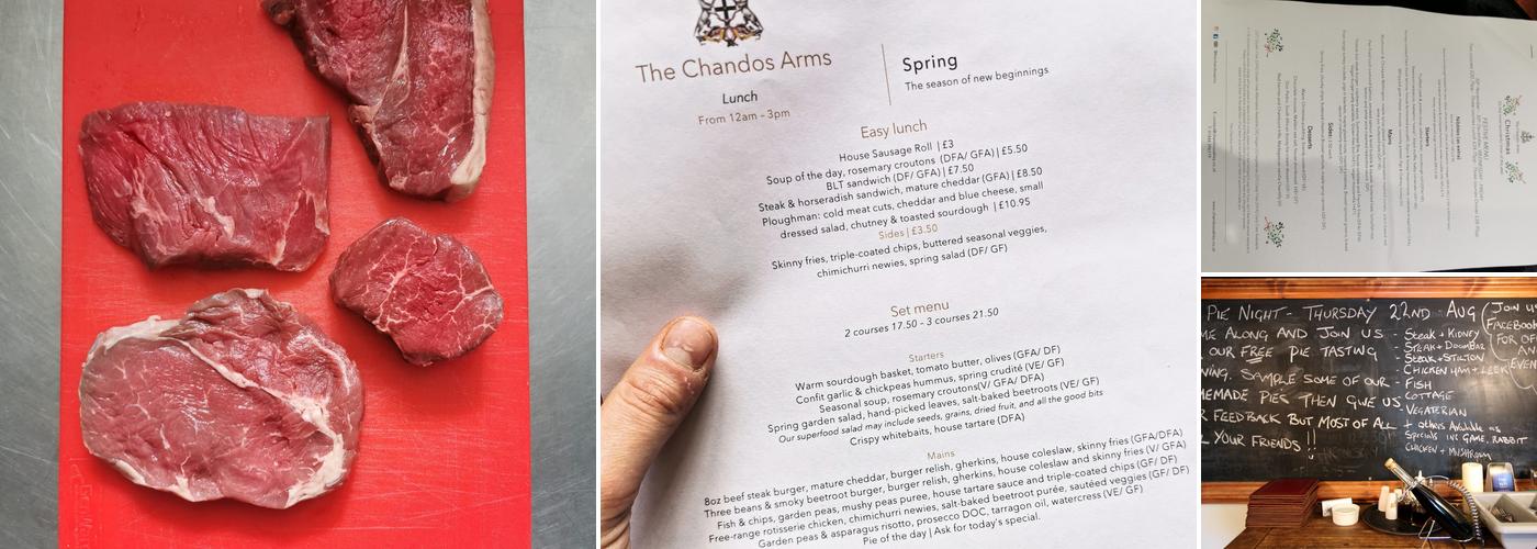 The Chandos Arms Menu