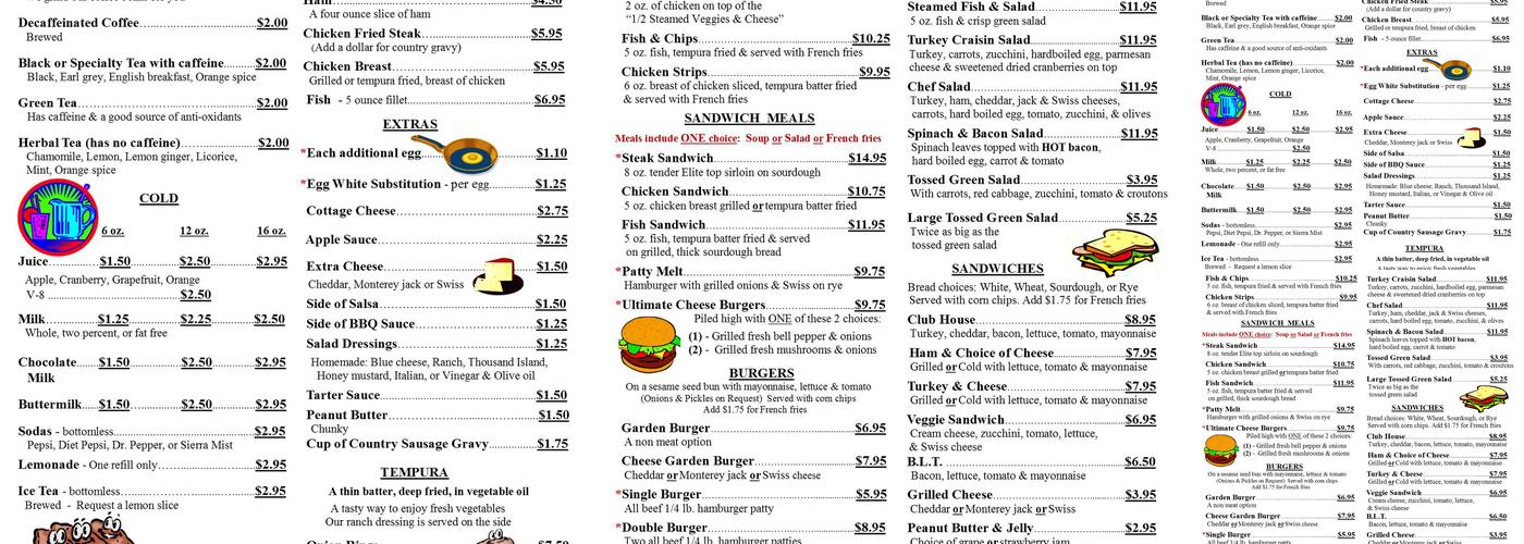 McKenzie Cafe Menu