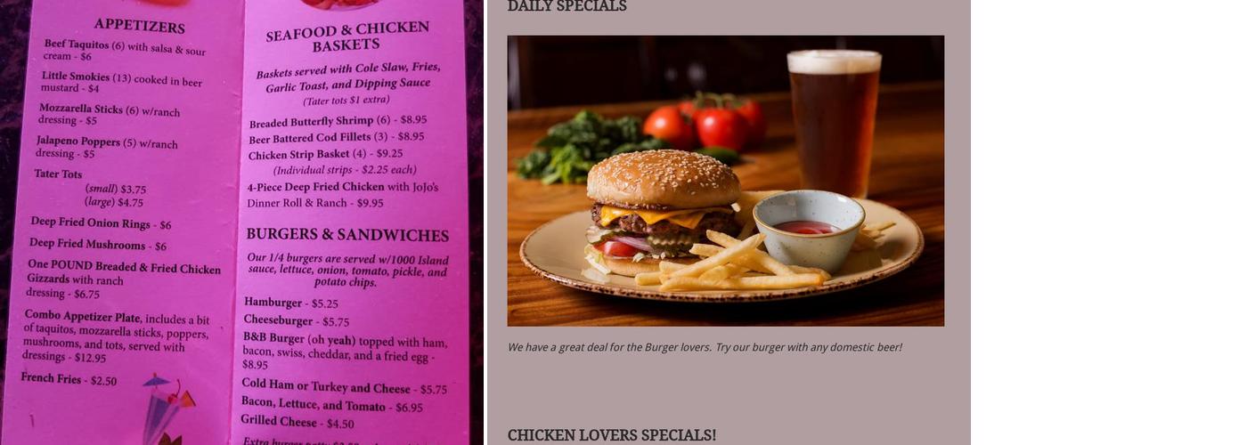 B & B Lounge LLC Menu