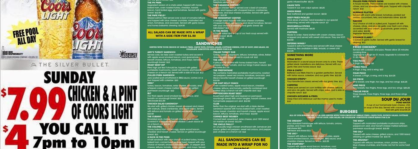 Quacker's Last Stop Menu