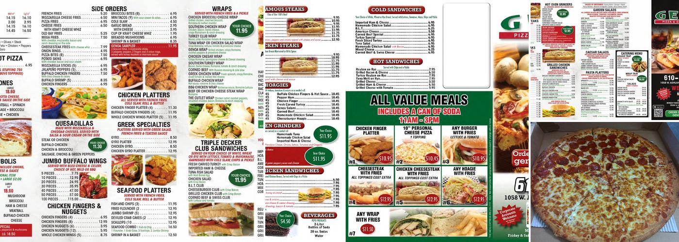 genoa pizza & grill Menu