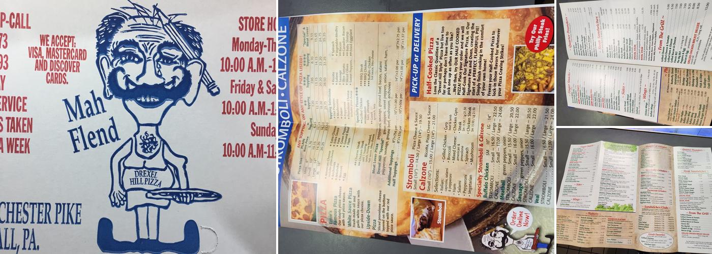 Drexel Hill Style Pizza Menu
