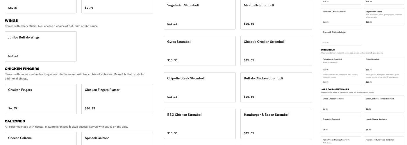 Euro Pizza Menu