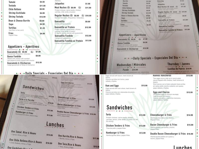 Guadalajara Restaurant Menu