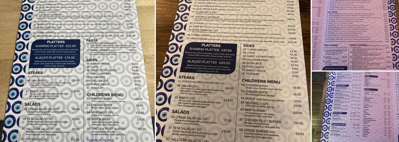 Alacati Grill - Turkish & Mediterranean Cuisine Menu