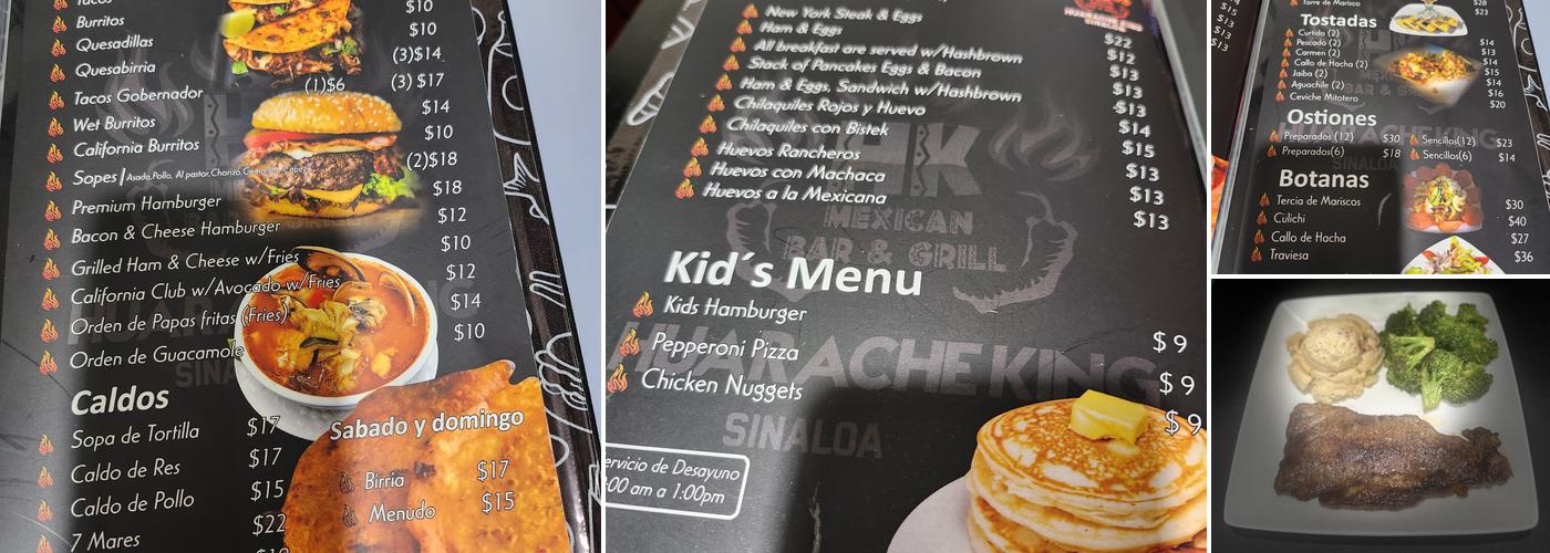 El Huarache King Menu