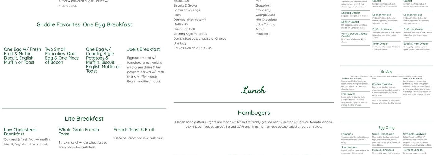 Creekside Gardens Menu