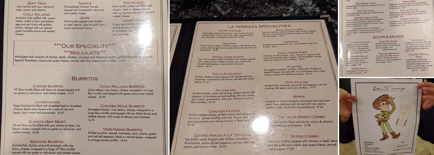 La Terraza Menu