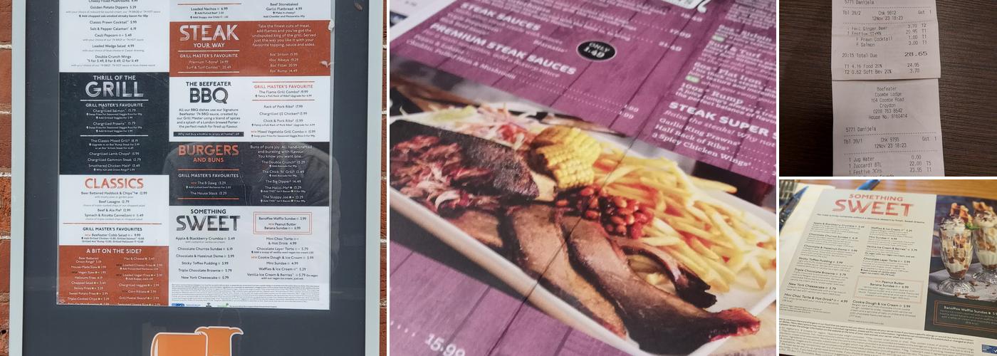 Coombe Lodge Beefeater Menu