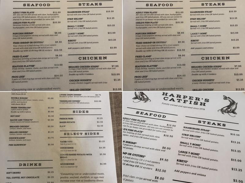 Harper’s Catfish Menu