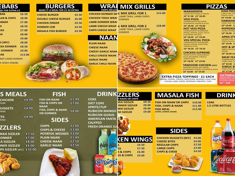 Victoria Kebabs Menu