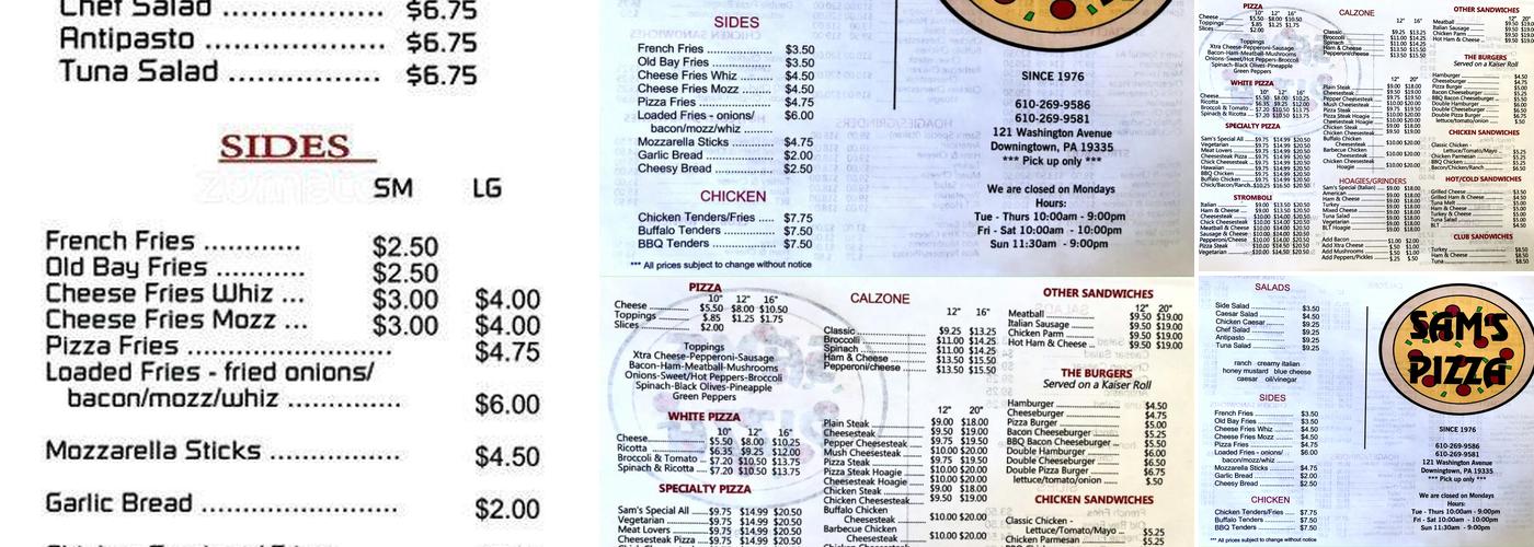 Sam's Pizza Menu