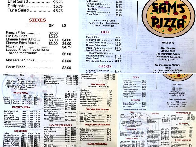 Sam's Pizza Menu