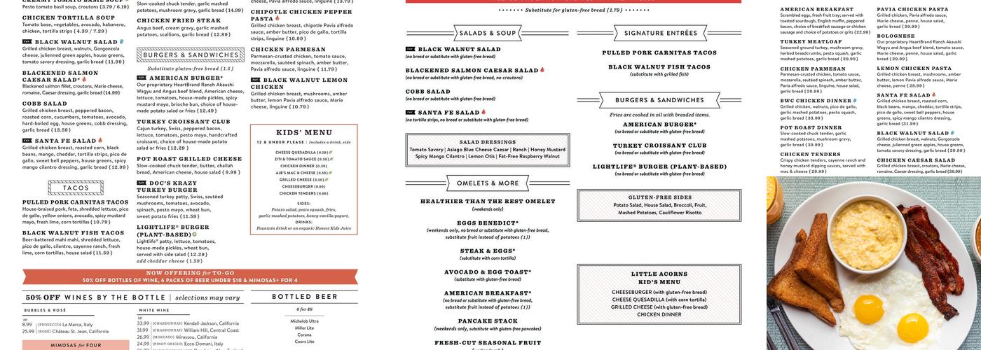Black Walnut Cafe Menu