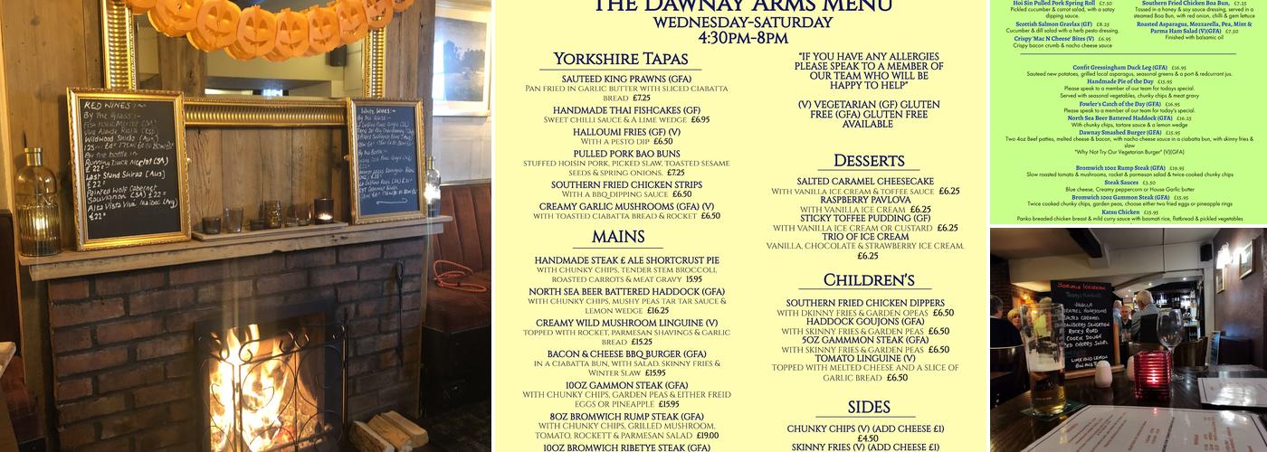 The Dawnay Arms Menu