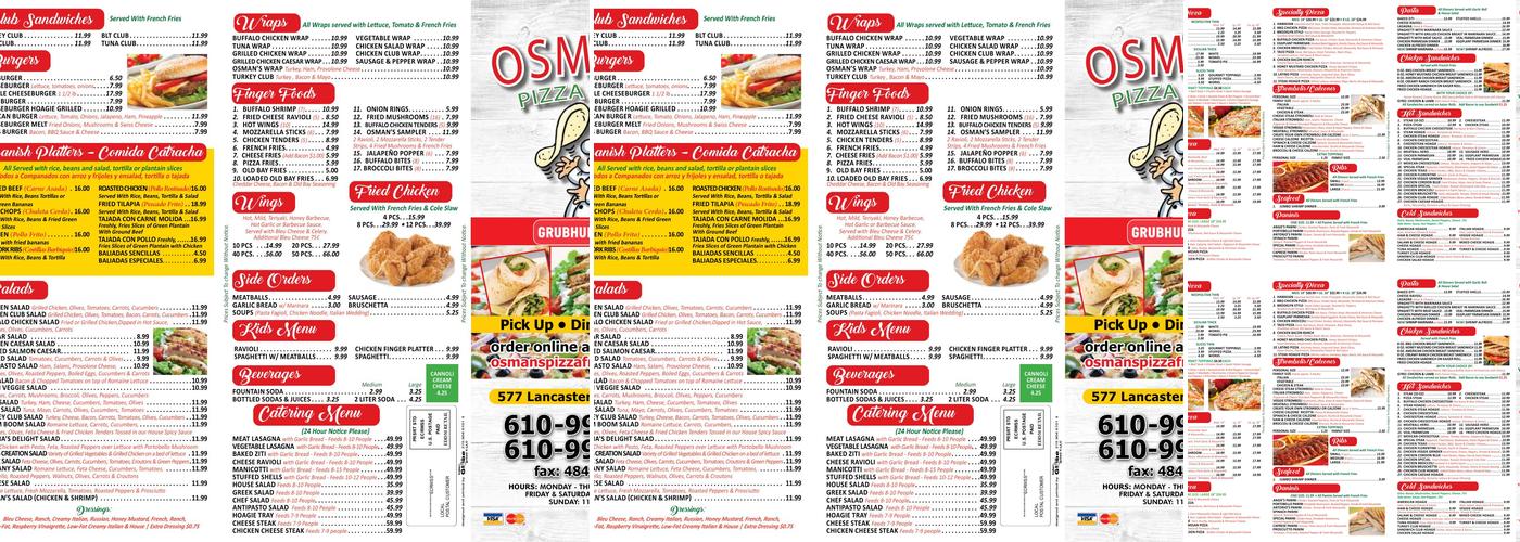 Osman's Pizza & Grill Menu