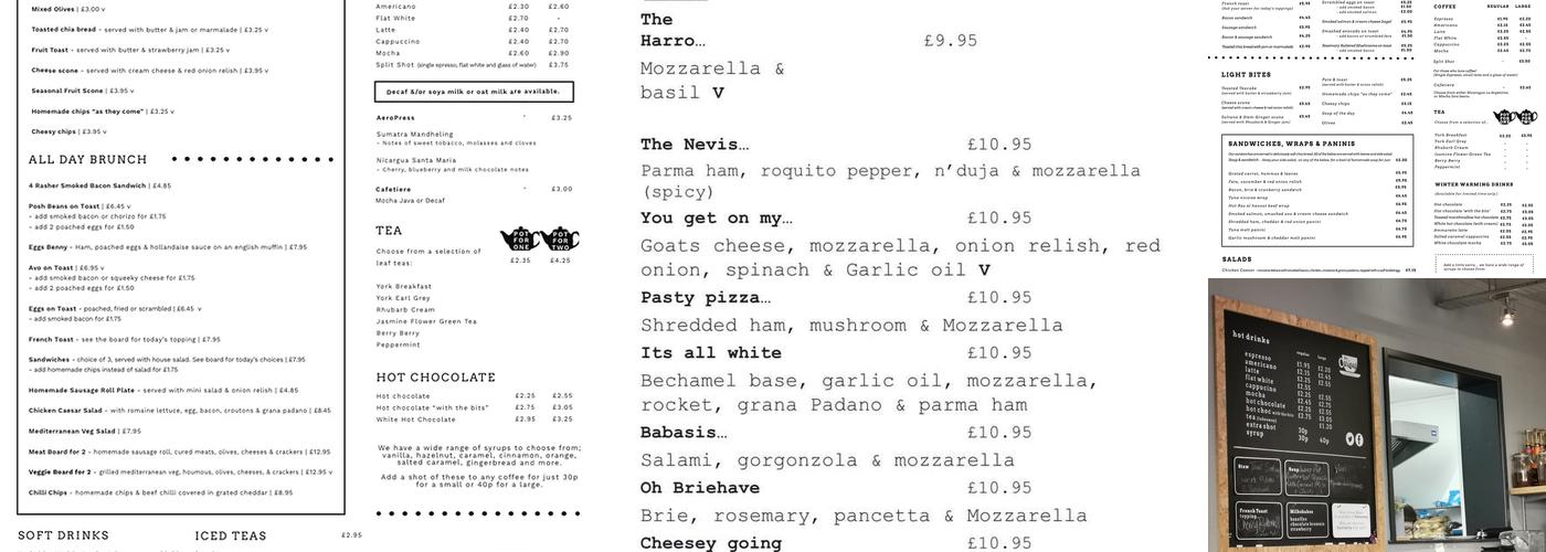 The Curious Coffee Company Menu