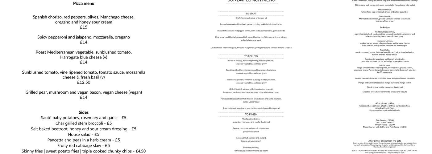 Chaloner’s Restaurant Menu