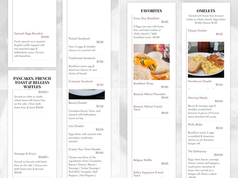 Kelly's Menu