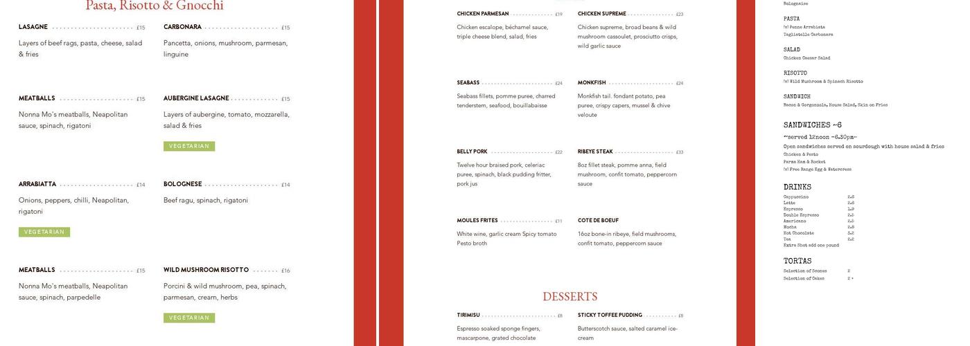 il mulino Menu