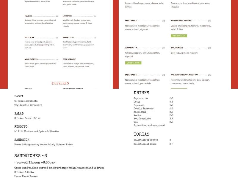 il mulino Menu