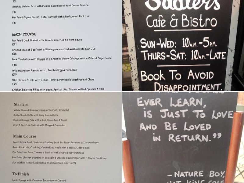 Sadler's Cafe & Bistro Menu