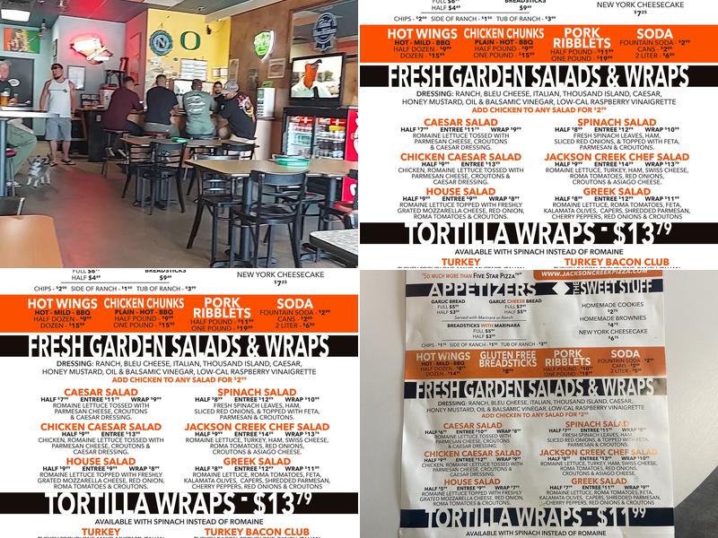 Jackson Creek Pizza Company Menu