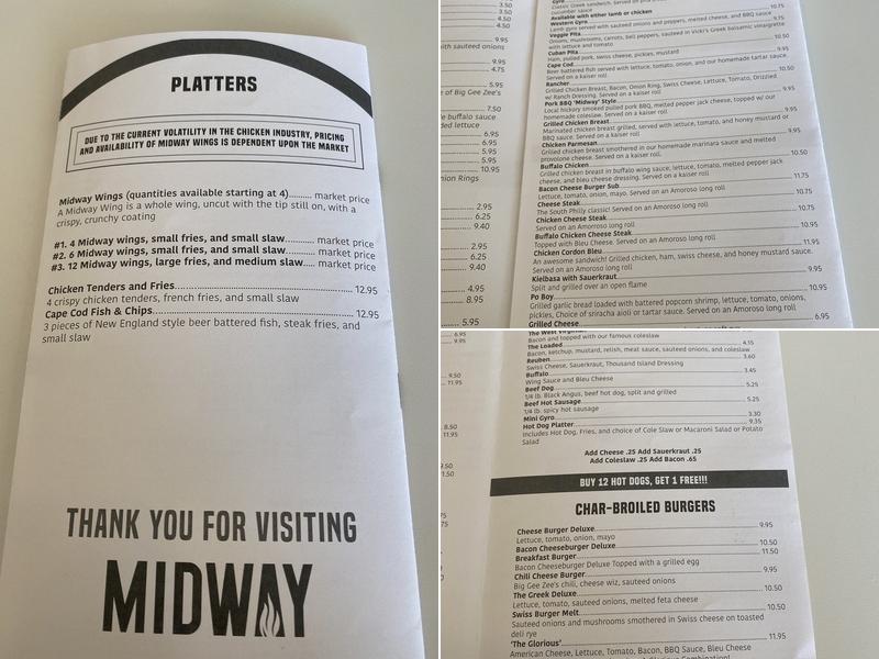 Midway Grille Inc Menu