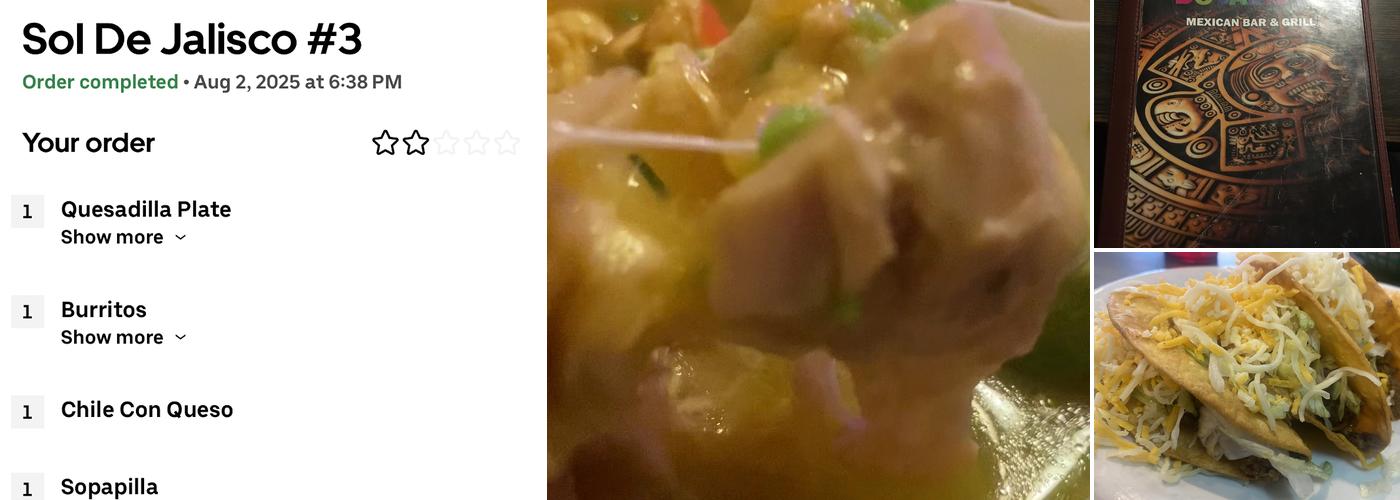 Sol De Jalisco # 3 Menu