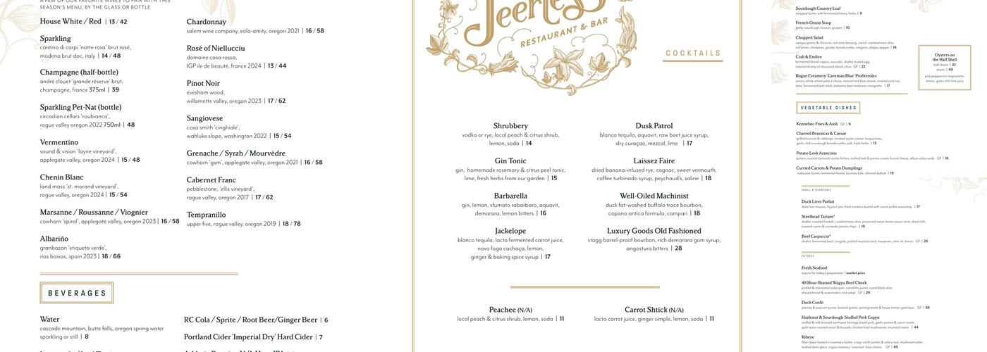 Peerless Restaurant & Bar Menu
