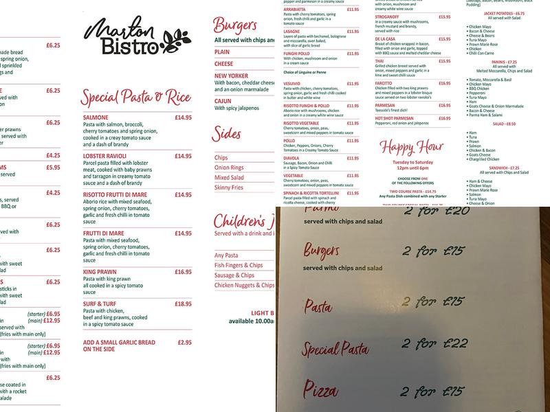 Marton Bistro Menu